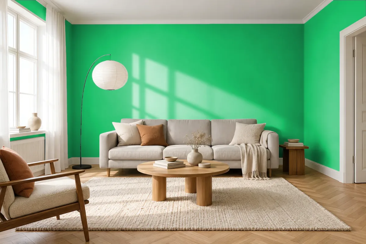 Краска PANTONE 7481 C — гостиная в скандинавском стиле