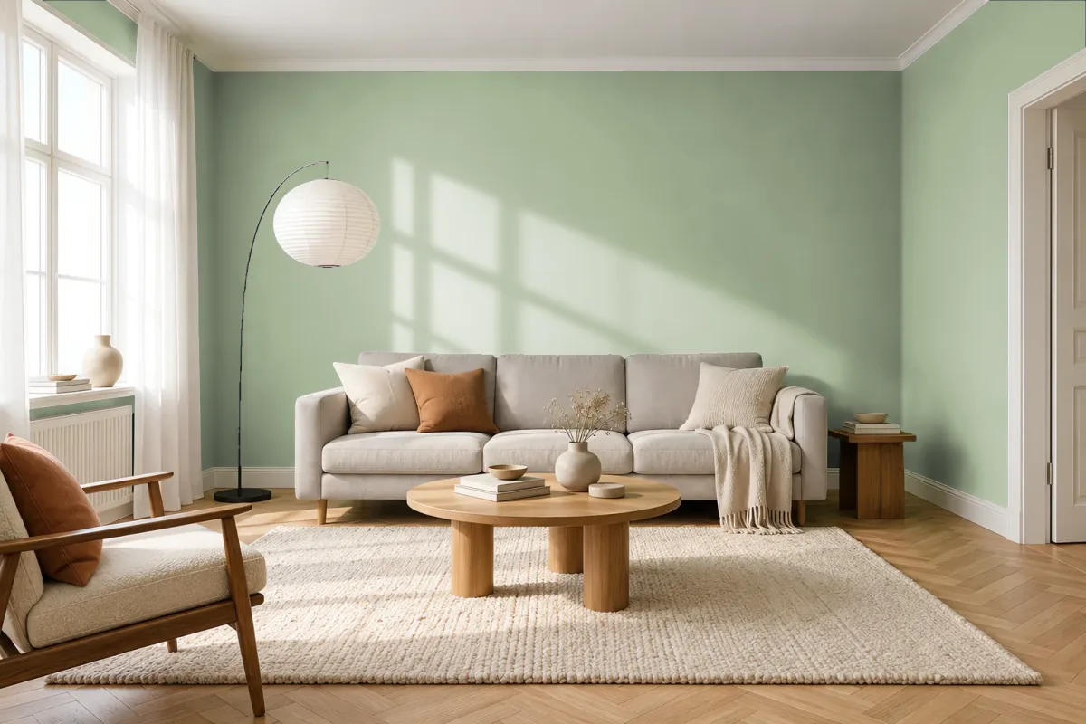 Краска PANTONE 7494 C — гостиная в скандинавском стиле