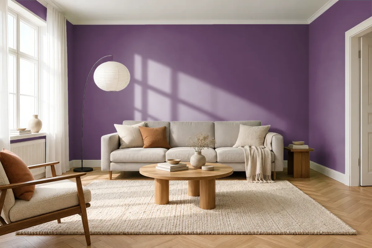 Краска PANTONE 2622 C — гостиная в скандинавском стиле