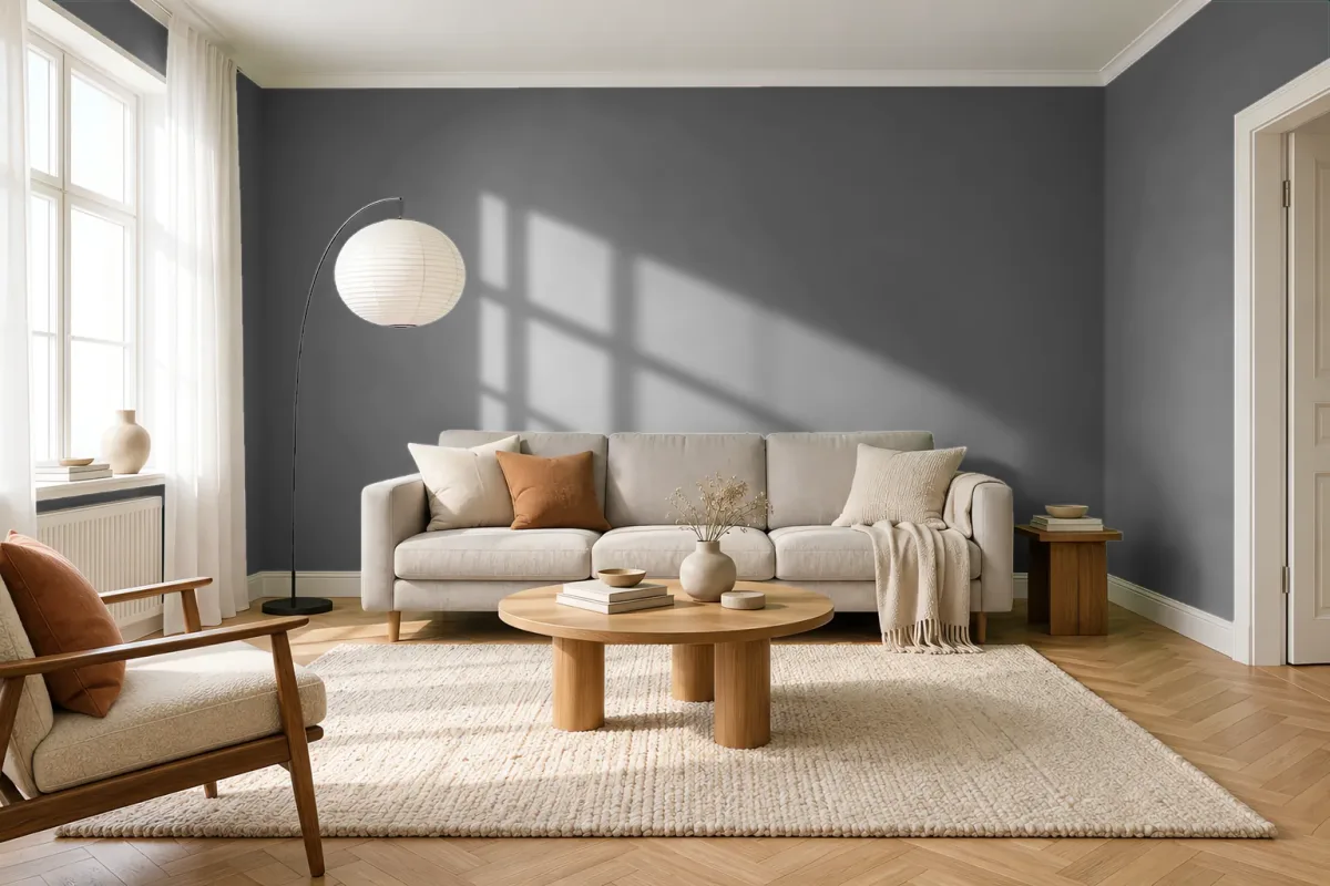 Краска PANTONE 446 C — гостиная в скандинавском стиле