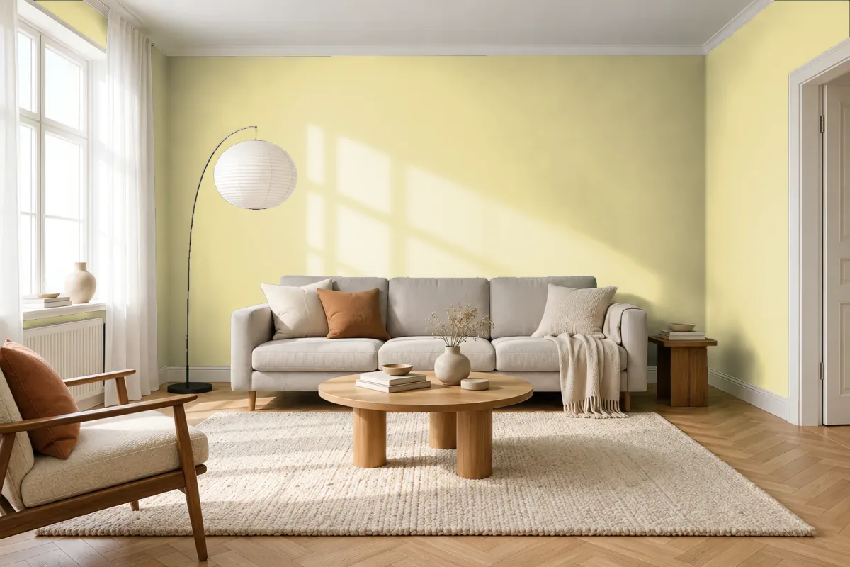 Краска PANTONE 460 C — гостиная в скандинавском стиле