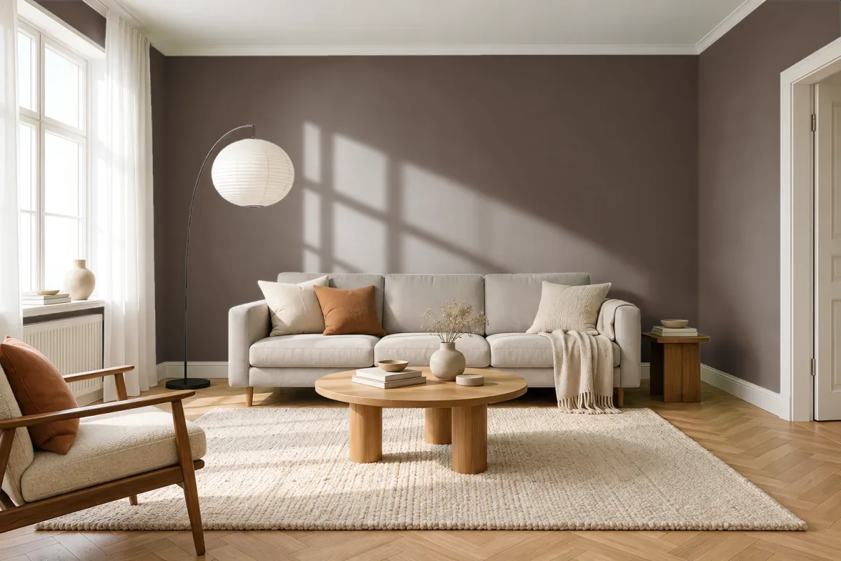 Краска PANTONE 4975 C — гостиная в скандинавском стиле