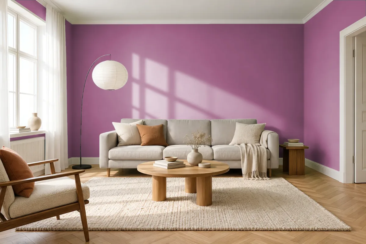 Краска PANTONE 682 C — гостиная в скандинавском стиле
