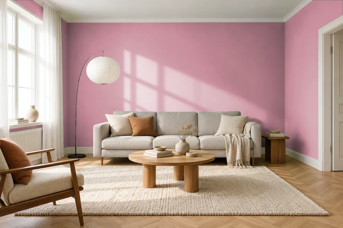 Краска PANTONE 500 C — гостиная в скандинавском стиле