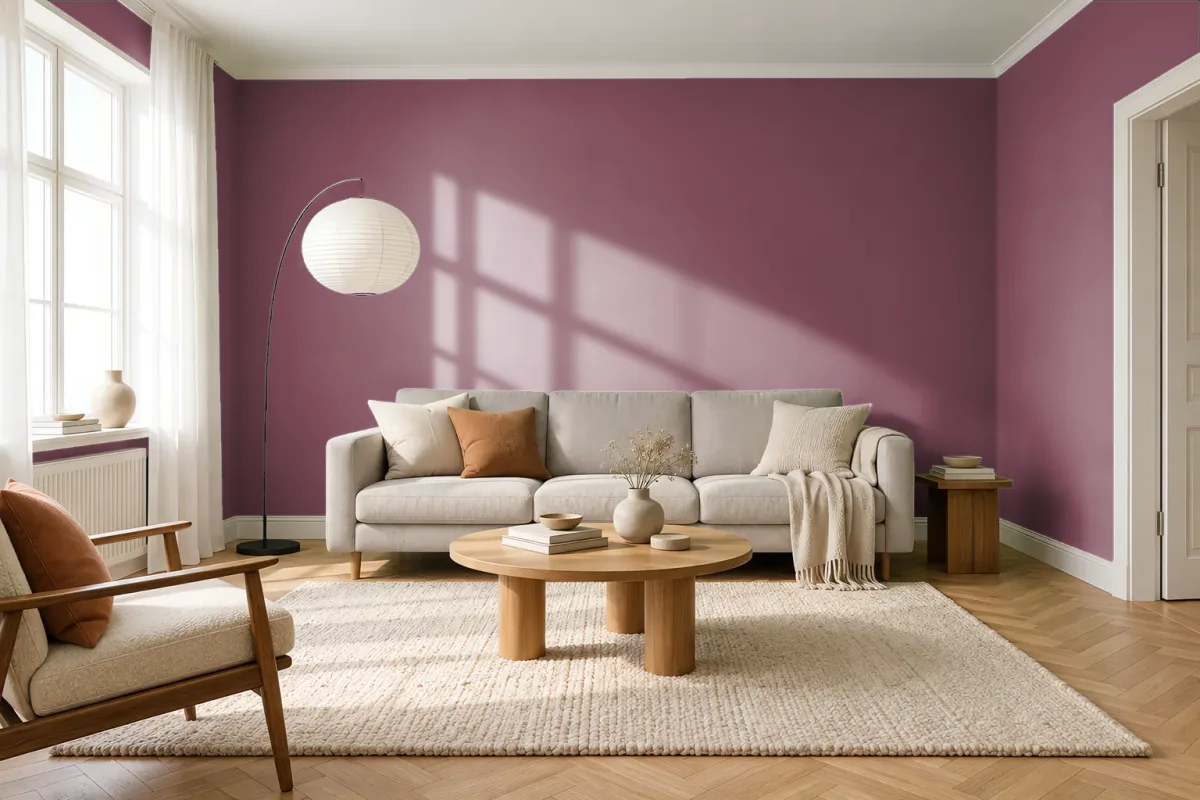 Краска PANTONE 690 C — гостиная в скандинавском стиле