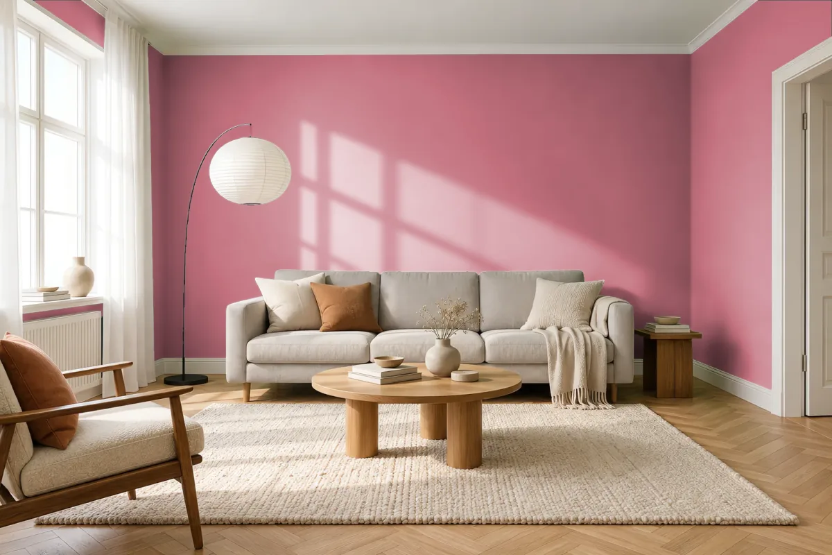 Краска Little Greene LG 189 Carmine — гостиная в скандинавском стиле