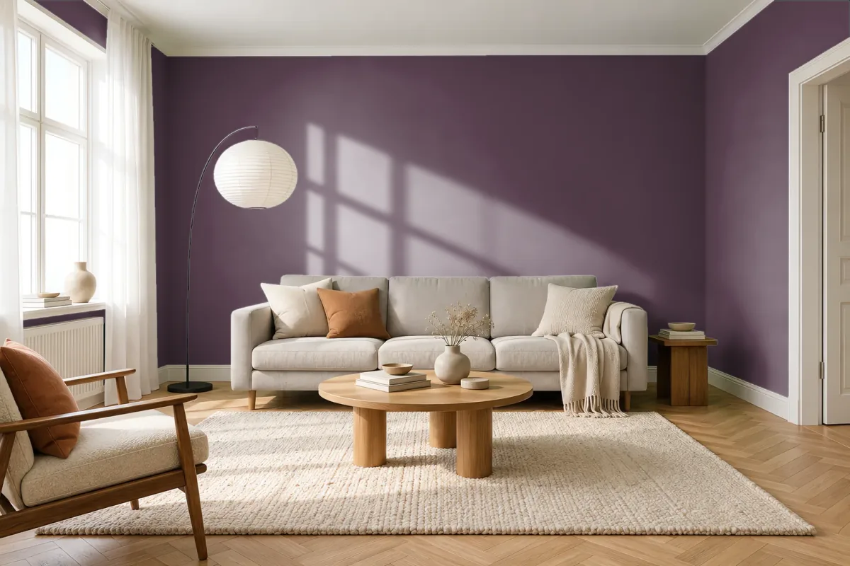 Краска RAL 340 20 20 сочно-фиолетовый — гостиная в скандинавском стиле