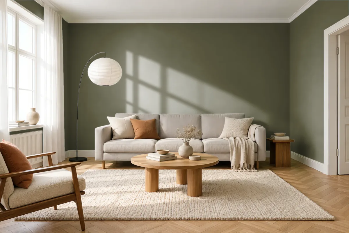 Краска Swiss Lake SL-2569 Forest Moss — гостиная в скандинавском стиле