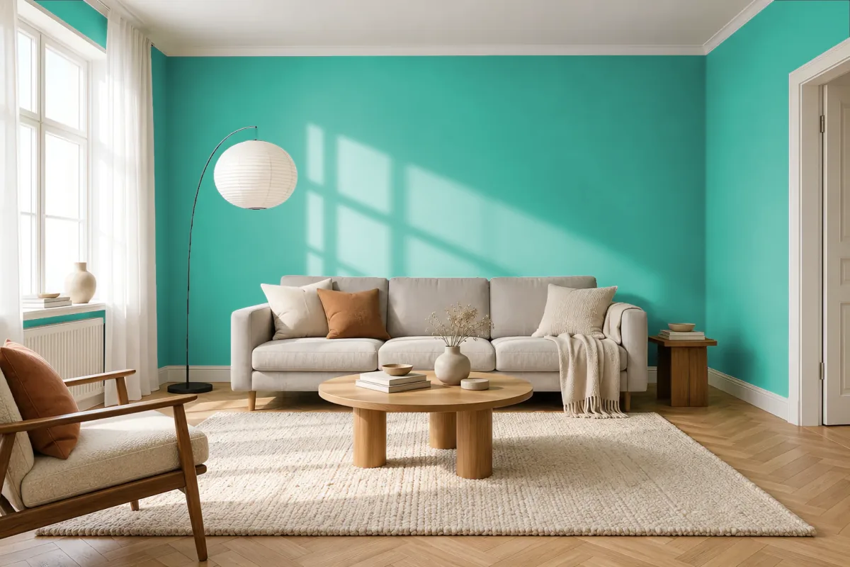Краска Swiss Lake SL-2314 Intense Green — гостиная в скандинавском стиле