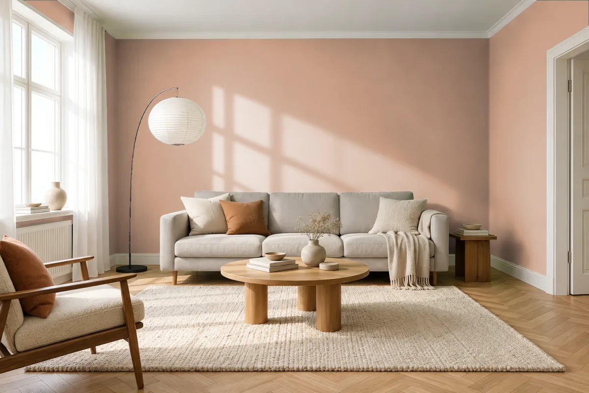Краска Swiss Lake SL-1550 Peach Darling — гостиная в скандинавском стиле
