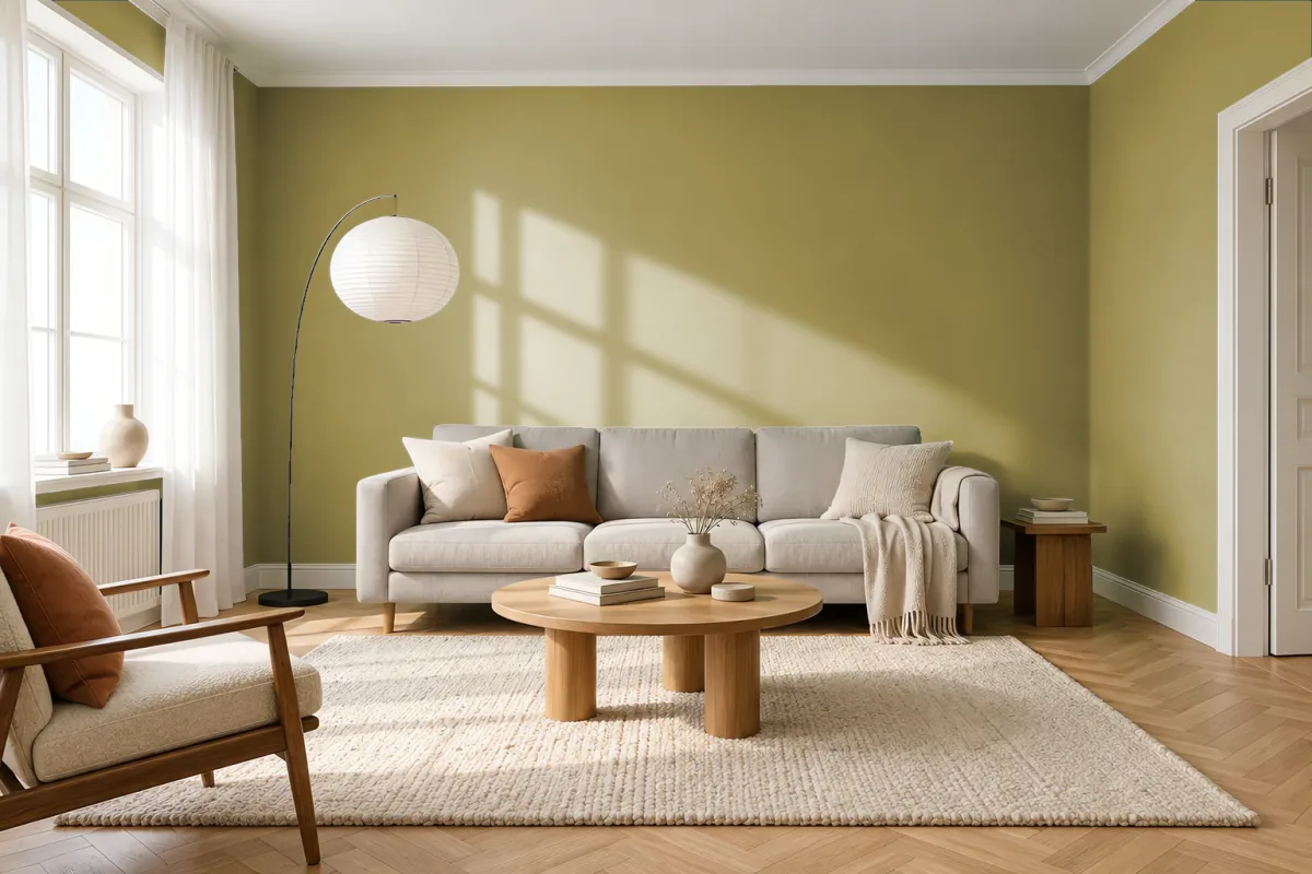 Краска Little Greene LG 71 Citrine — гостиная в скандинавском стиле