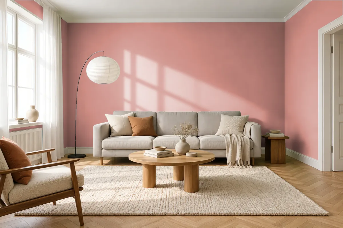 Краска Swiss Lake SL-1560 Peach Nougat — гостиная в скандинавском стиле