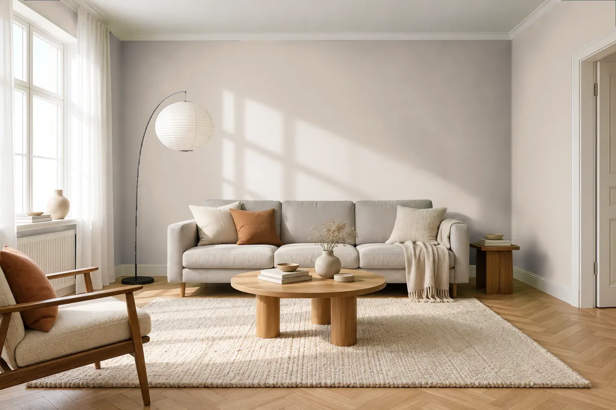 Краска Swiss Lake SL-0541 Colonial White — гостиная в скандинавском стиле